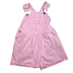 Vintage OshKosh B'Gosh Pink Striped Cotton Overalls Shortalls 2T Y2K Osh Kosh